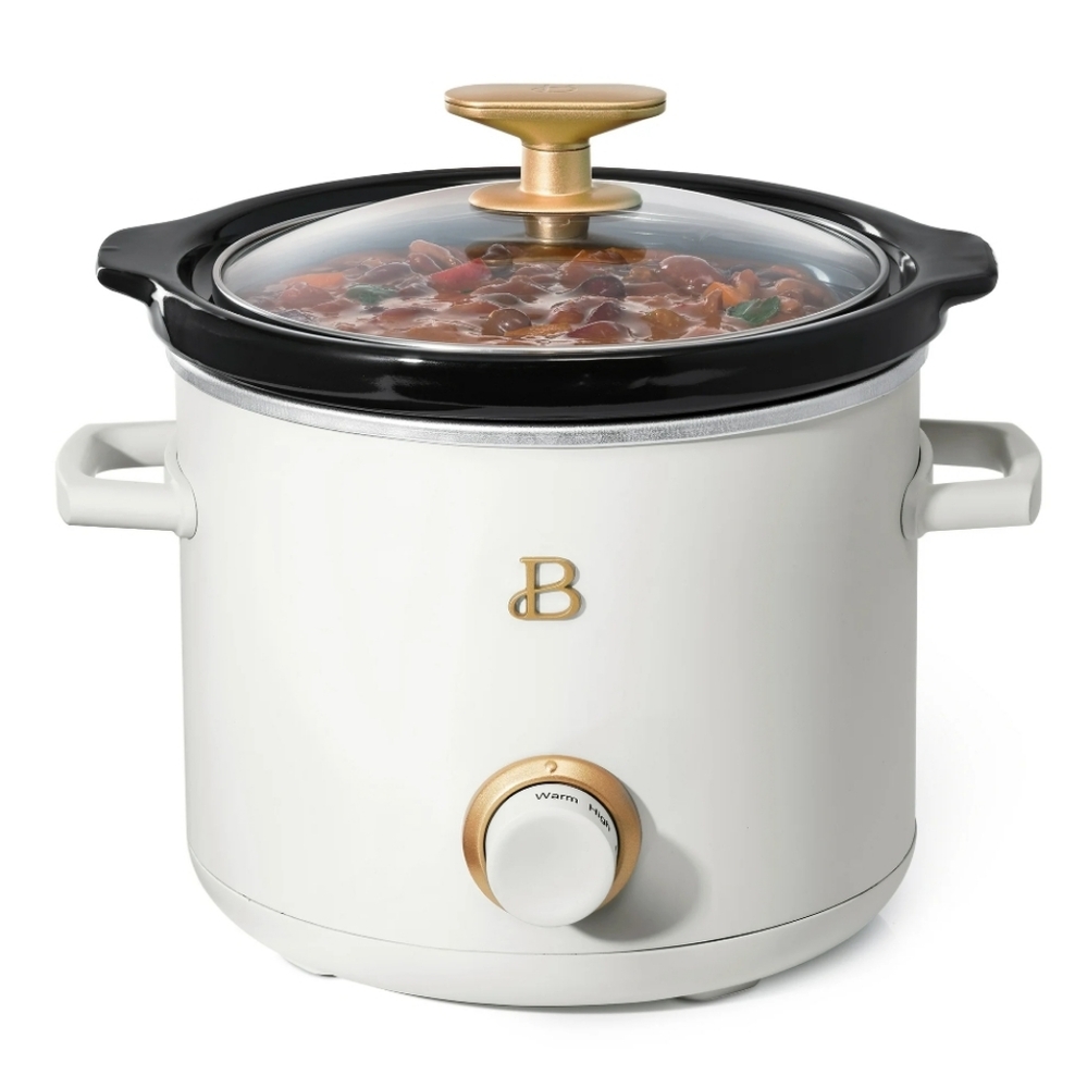 BEAUTIFUL BY DREW BARRYMORE 2qt Slow Cooker White Icing and Gold